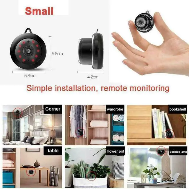 Alt view image 2 of 7 - Mini Spy Camera WiFi Small Wireless Nanny Cam Home Security Surveillance Baby Monitor Indoor Video Recorder with Live Feed Phone APP Remote View Night Vision Motion Detection