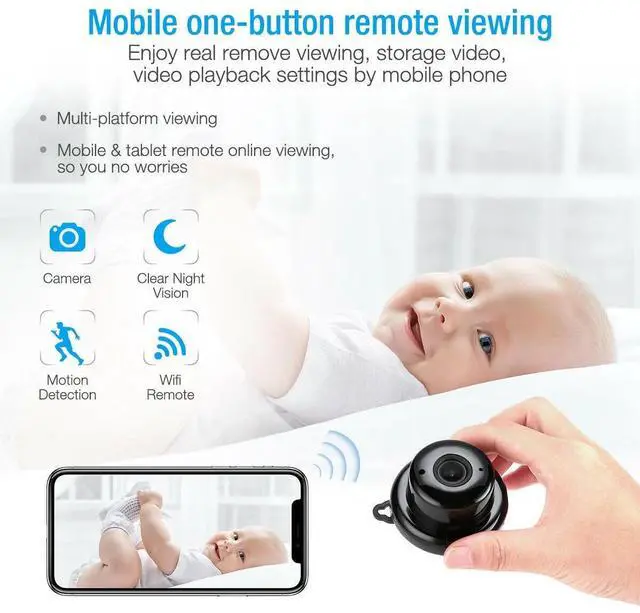Alt view image 5 of 7 - Mini Spy Camera WiFi Small Wireless Nanny Cam Home Security Surveillance Baby Monitor Indoor Video Recorder with Live Feed Phone APP Remote View Night Vision Motion Detection