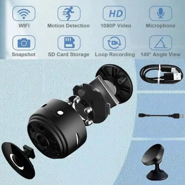 Alt view image 2 of 5 - Indoor/Outdoor Surveillance Camera,Mini Wireless Spy Camera HD,Adjustable Resolution Security Camera for Store Office Home (black)