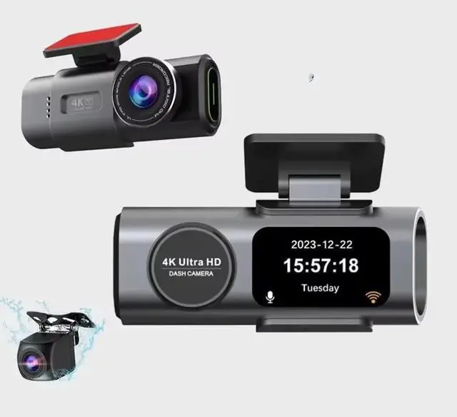 Alt view image 4 of 7 - 4K Dual Dash Cam WiFi, Mini Hidden Front and Rear Car Camera with Night Vision, Wide Angle, WDR, Loop Recording, G-Sensor, Parking Monitor