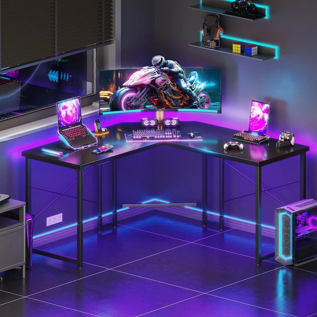 L Computer Computer Desk L Shaped, 51 Reversible L Shaped Computer Desk with ...