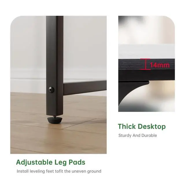 Alt view image 6 of 6 - 32 inch Metal Frame Computer Desk, Modern Style, Perfect for Students and Adults (Black)