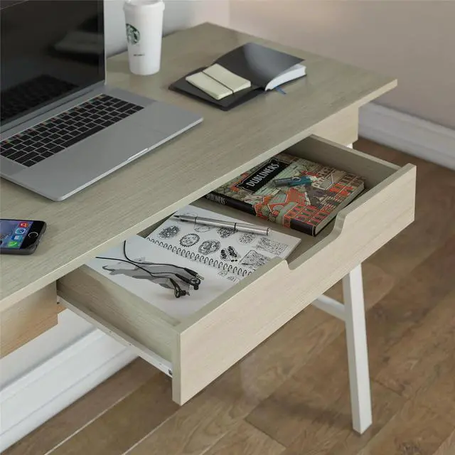 Alt view image 3 of 7 - Oxford Computer Desk with Drawer, Pale Oak