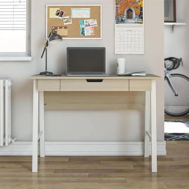 Main image of Oxford Computer Desk with Drawer, Pale Oak