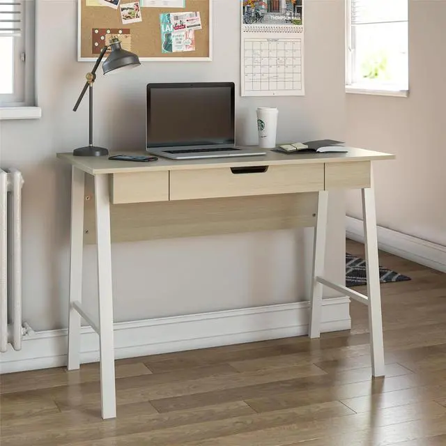 Alt view image 6 of 7 - Oxford Computer Desk with Drawer, Pale Oak