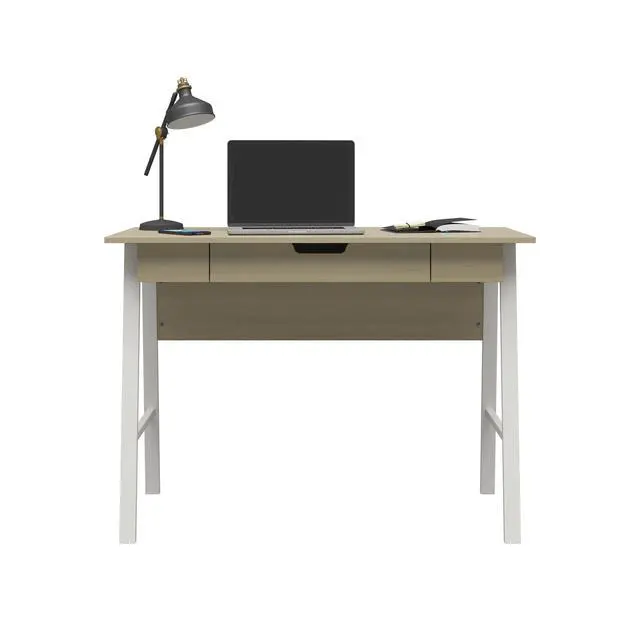 Alt view image 7 of 7 - Oxford Computer Desk with Drawer, Pale Oak