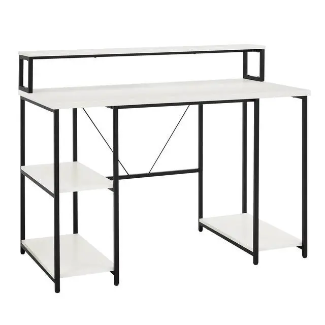 Alt view image 2 of 7 - 47" Computer Desk with Storage Shelves, , White Finish