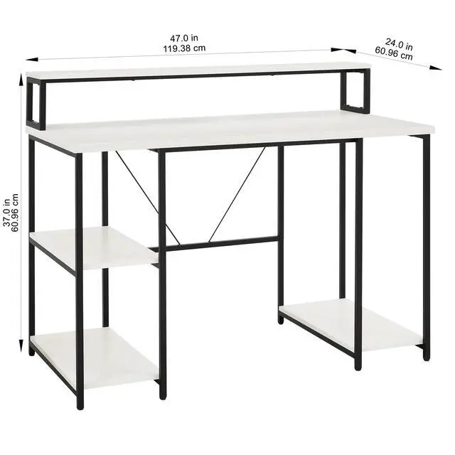 Alt view image 4 of 7 - 47" Computer Desk with Storage Shelves, , White Finish