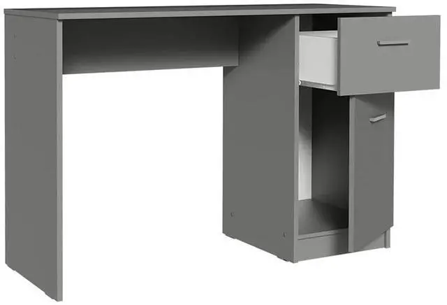 Alt view image 7 of 7 - CompacttComputer Desk Study Table for Small Spaces Home Office 43 Inch Student Laptop PC Writing Desks with Storage and Drawer, Modern Ergonomic Gaming Workstation - Grey