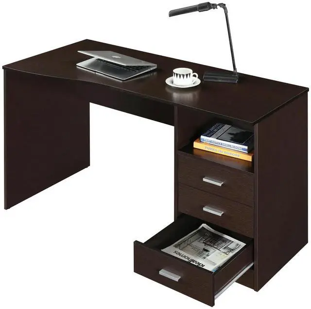 Alt view image 3 of 7 - Classy 3-Drawer Computer Desk, Espresso