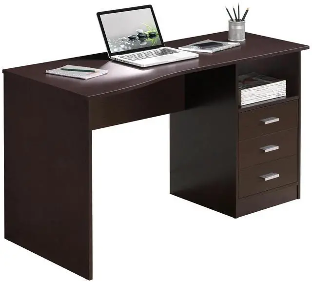 Alt view image 2 of 7 - Classy 3-Drawer Computer Desk, Espresso