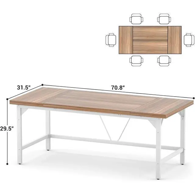 Alt view image 3 of 7 - Large Desk, 70.8 x 31.5 Inch Extra Long Executive Computer Desk, Heavy Duty 2 Person Desk, Premium Super Thick Study Writing Table Computer Table, Rustic