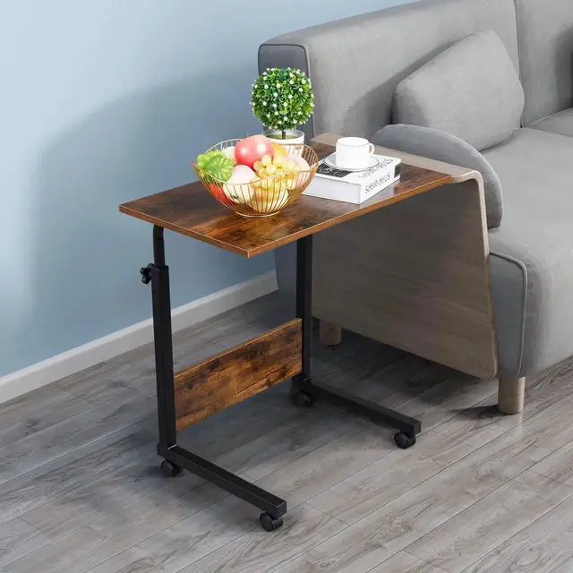 Alt view image 2 of 7 - Laptop Table Adjustable Height Standing Computer Desk Portable Stand Up Work Station Cart Tray Side Table for Sofa and Bed, Retro