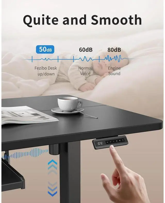 Alt view image 7 of 7 - Standing Desk with Keyboard Tray, 40 x 24 inch Height Adjustable Electric Standing Desk, Sit Stand Up Desk, Computer Office Desk, Black
