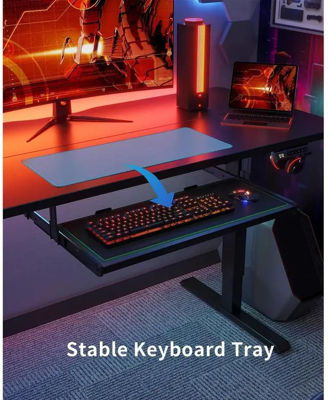 Alt view image 6 of 7 - Standing Desk with Keyboard Tray, 40 x 24 inch Height Adjustable Electric Standing Desk, Sit Stand Up Desk, Computer Office Desk, Black
