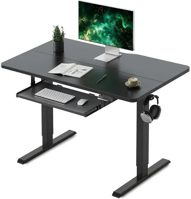 Main image of Standing Desk with Keyboard Tray, 40 x 24 inch Height Adjustable Electric Standing Desk, Sit Stand Up Desk, Computer Office Desk, Black