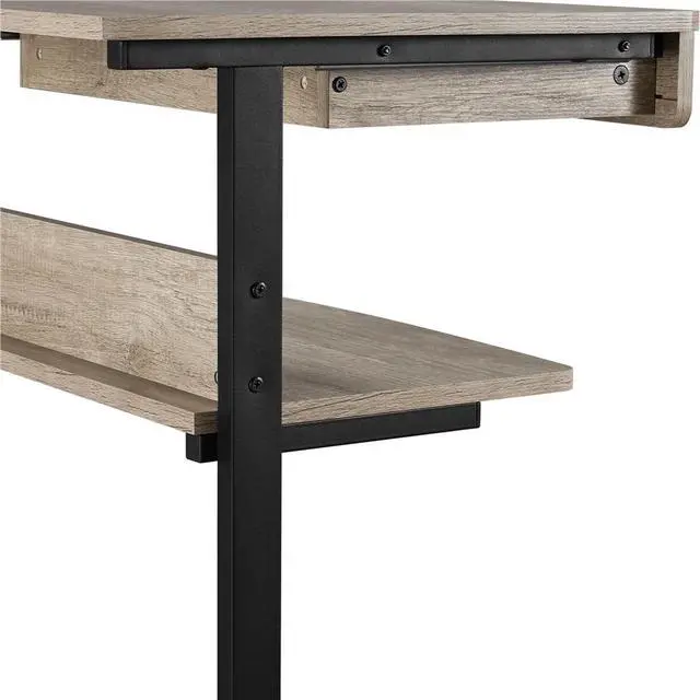 Alt view image 3 of 7 - Rolling Laptop Computer Desk Table Tray Desk with Drawers and Printer Shelf on Wheels, Gray
