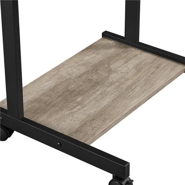 Alt view image 7 of 7 - Rolling Laptop Computer Desk Table Tray Desk with Drawers and Printer Shelf on Wheels, Gray