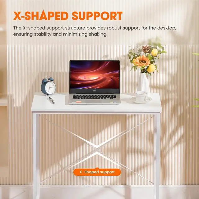 Alt view image 6 of 7 - Small Computer Desk 32 Inch Writing Desk Metal Frame Modern Simple Style for Home Office Study,White
