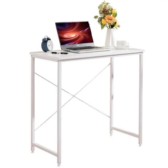 Alt view image 7 of 7 - Small Computer Desk 32 Inch Writing Desk Metal Frame Modern Simple Style for Home Office Study,White