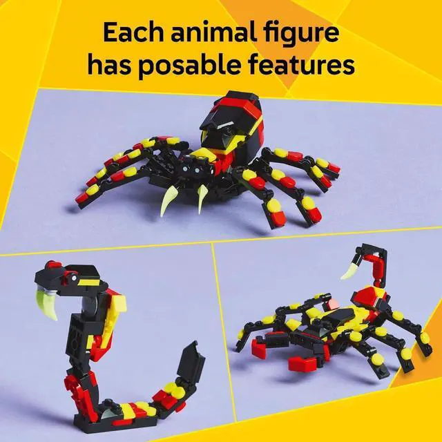 Alt view image 3 of 7 - Creator 3 in 1 Wild Animals Surprising Spider Toy - Building Toy with 3 Build Options, Spider, Scorpion, or Snake - Animal Figures for Kids, Boys & Girls, Ages 7+ - Gift Idea for Birthday - 31159
