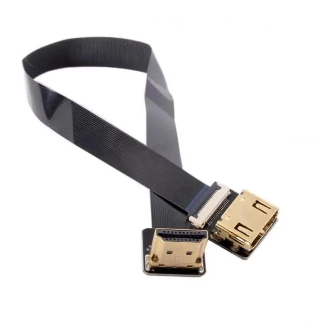 Alt view image 3 of 6 - Up Angled 90 Degree HDMI Male to Female FPC Flat Cable for HDTV Multicopter Aerial Photography 20CM