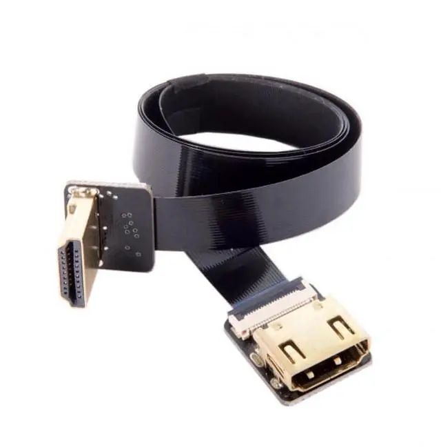 Alt view image 5 of 6 - Up Angled 90 Degree HDMI Male to Female FPC Flat Cable for HDTV Multicopter Aerial Photography 20CM