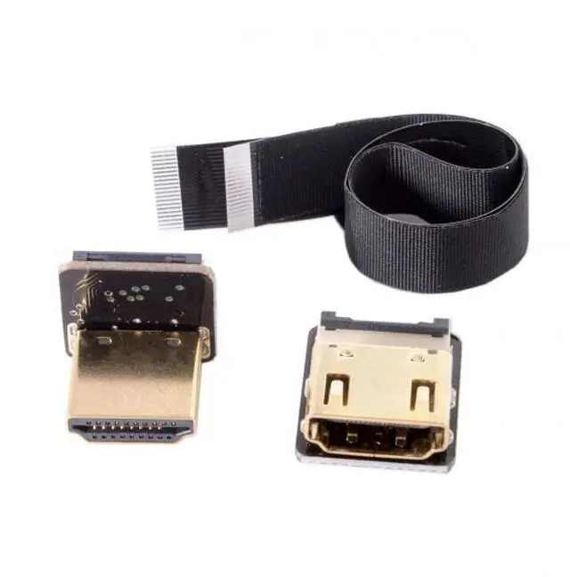 Alt view image 6 of 6 - Up Angled 90 Degree HDMI Male to Female FPC Flat Cable for HDTV Multicopter Aerial Photography 20CM