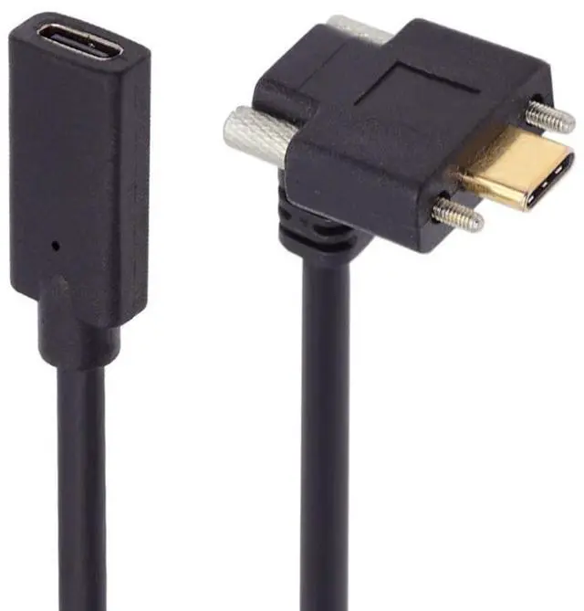 Alt view image 4 of 7 - USB-C USB 3.1 Type C Up Angled Male to Female Extension Data Screw Locking Cable for for Realsense Camera VR Quest Link