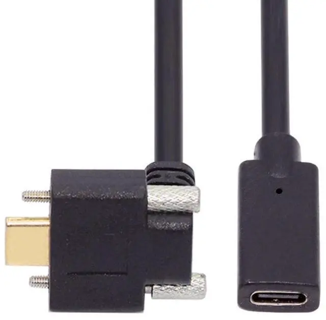 Alt view image 6 of 7 - USB-C USB 3.1 Type C Up Angled Male to Female Extension Data Screw Locking Cable for for Realsense Camera VR Quest Link