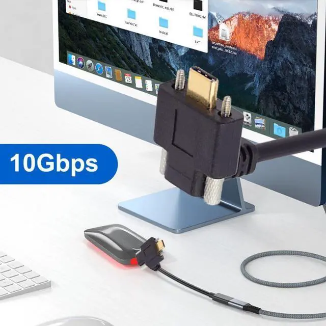 Alt view image 5 of 7 - USB-C USB 3.1 Type C Up Angled Male to Female Extension Data Screw Locking Cable for for Realsense Camera VR Quest Link