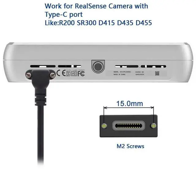 Alt view image 2 of 7 - USB-C USB 3.1 Type C Up Angled Male to Female Extension Data Screw Locking Cable for for Realsense Camera VR Quest Link