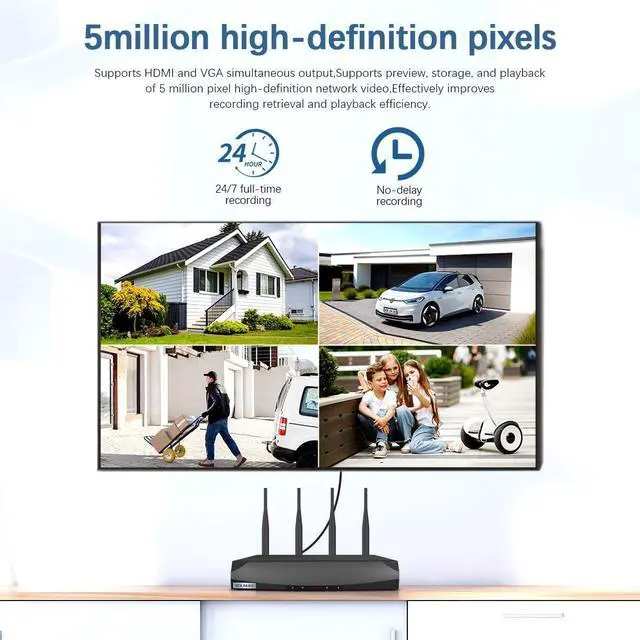 Alt view image 2 of 7 - Security Wireless Network Video Recorder NVR System for Home Surveillance/Monitor Camera Systems,Built-in WiFi Recorders,Local Storage,Support 16-Channel, Max to 6TB Hard Drive (HDD Not Included)