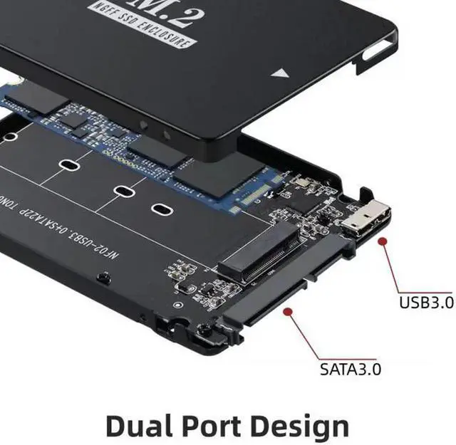 Alt view image 4 of 7 - NGFF B+M Key M.2 SSD Card to 2.5inch SATA Micro USB 3.0 Combo HDD Disk Drive Enclosure