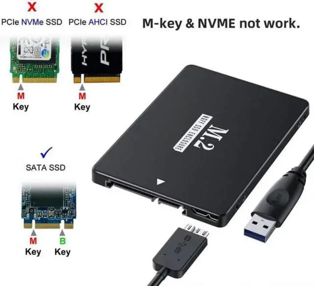 Alt view image 6 of 7 - NGFF B+M Key M.2 SSD Card to 2.5inch SATA Micro USB 3.0 Combo HDD Disk Drive Enclosure