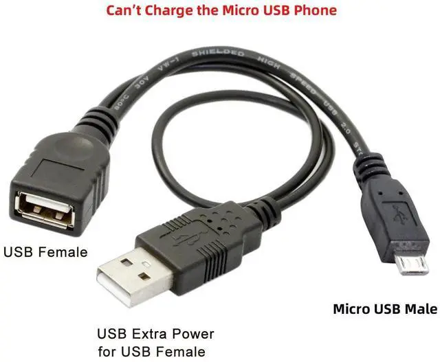 Alt view image 3 of 7 - Black Micro USB 2.0 OTG Host Flash Disk Cable with USB Power for Galaxy S3 i9300 S4 i9500 Note2 Note3 S5