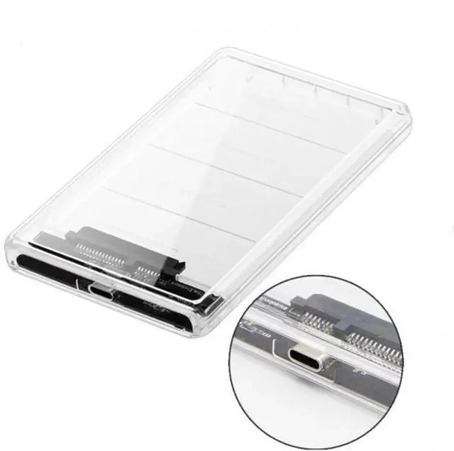 Alt view image 5 of 6 - USB-C Type-C to 2.5 Inch SATA SSD HDD External Enclosure Transparent for Laptop PC