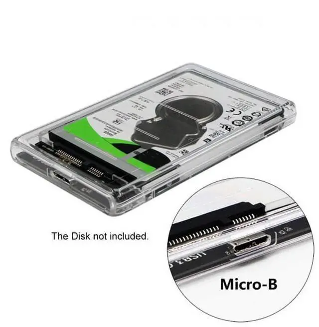 Alt view image 2 of 6 - USB-C Type-C to 2.5 Inch SATA SSD HDD External Enclosure Transparent for Laptop PC