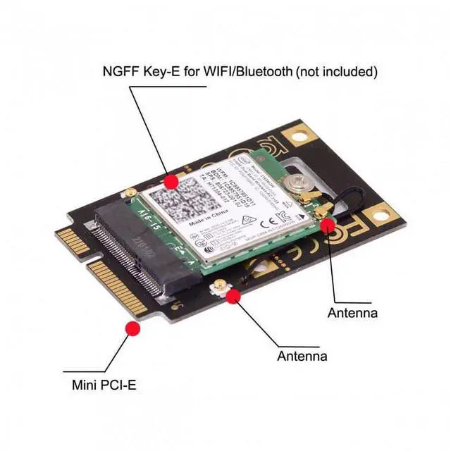 Alt view image 4 of 7 - NGFF M.2 Key-A to Mini PCI-E PCI Express Converter Adapter for 9260 8265 7260 AC Wifi Bluetooth Wireless Card