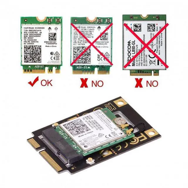 Alt view image 6 of 7 - NGFF M.2 Key-A to Mini PCI-E PCI Express Converter Adapter for 9260 8265 7260 AC Wifi Bluetooth Wireless Card