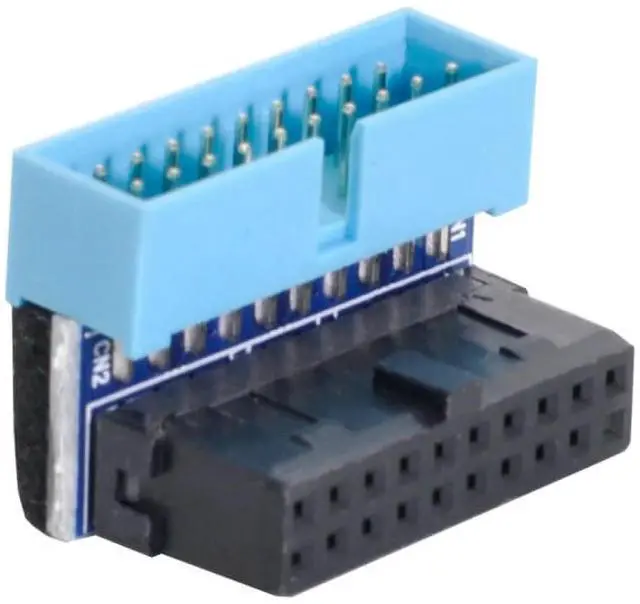 Alt view image 2 of 6 - Down Angled USB 3.0 20Pin 19Pin Male to Female Extension Adapter 90 Degree for Motherboard Mainboard