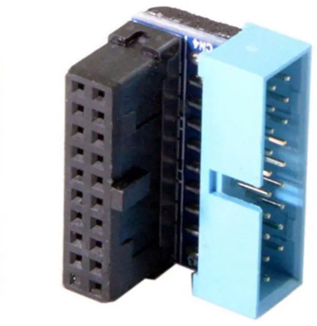 Alt view image 3 of 6 - Down Angled USB 3.0 20Pin 19Pin Male to Female Extension Adapter 90 Degree for Motherboard Mainboard