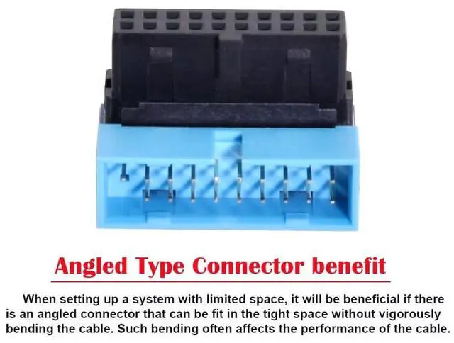 Alt view image 4 of 6 - Down Angled USB 3.0 20Pin 19Pin Male to Female Extension Adapter 90 Degree for Motherboard Mainboard