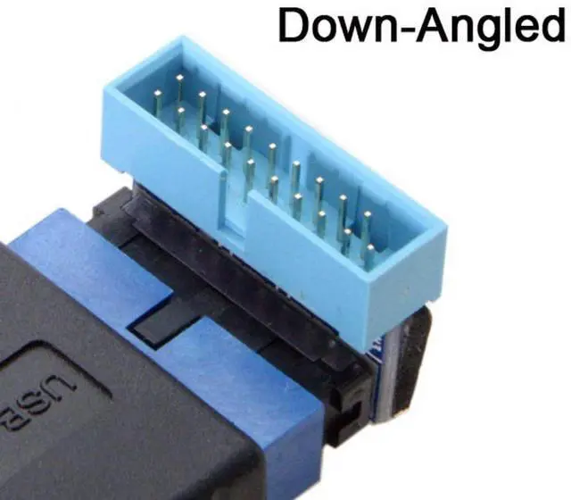 Alt view image 6 of 6 - Down Angled USB 3.0 20Pin 19Pin Male to Female Extension Adapter 90 Degree for Motherboard Mainboard