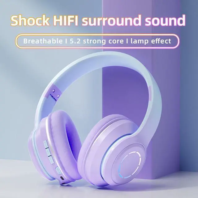 Alt view image 2 of 3 - Kids Wireless Bluetooth Headphone Fashion Cute Headset for Girls Boys Birthday Christmas Gift Purple
