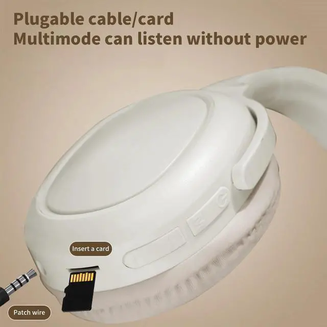 Alt view image 5 of 7 - Bluetooth Headphones Over Ear, BT5.3, Colorful RGB Light, Long Playtime Wireless Headset, Noise Cancel, HiFi Stereo Foldable Lightweight Deep Bass for Travel Home Office Cellphone(Beige)