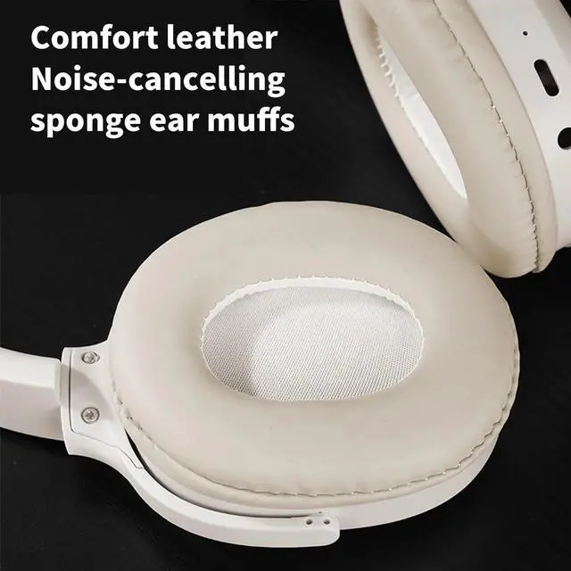 Alt view image 6 of 7 - Bluetooth Headphones Over Ear, BT5.3, Colorful RGB Light, Long Playtime Wireless Headset, Noise Cancel, HiFi Stereo Foldable Lightweight Deep Bass for Travel Home Office Cellphone(Beige)