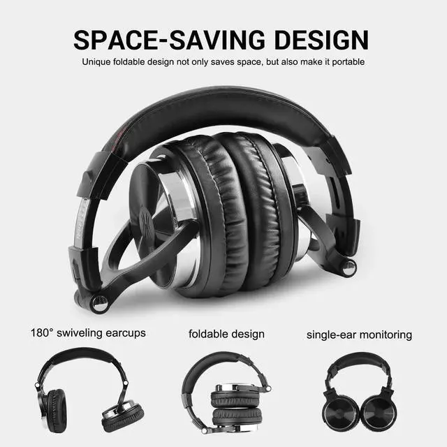 Alt view image 4 of 7 - Wired over-Ear Headphones with Mic | Noise Cancelling Earcups & Studio DJ Headphones with Dual Ports for Computer-Black