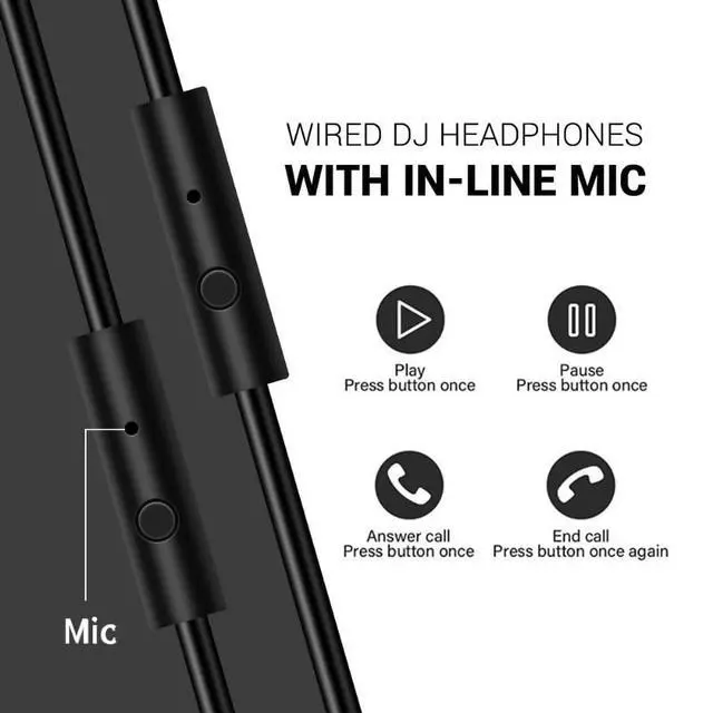 Alt view image 3 of 7 - Wired over-Ear Headphones with Mic | Noise Cancelling Earcups & Studio DJ Headphones with Dual Ports for Computer-Black