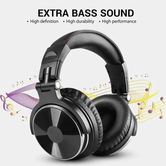 Alt view image 6 of 7 - Wired over-Ear Headphones with Mic | Noise Cancelling Earcups & Studio DJ Headphones with Dual Ports for Computer-Black